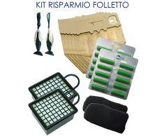 SUPER KIT ASPIRAPOLVERE FOLLETTO VK 130 VK 131 12 SACCHETTI 20 PROFUMI 2 FILTRI