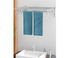 TCXSSL Stendibiancheria Pieghevole A Soffietto Estensibile In Inox Stendibiancheria Da Parete Stendino A Fisarmonica Estraibile for Bagno Balcone Compatto E Pratico