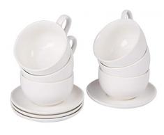 alpina 871125285357 per cappuccino Set Tazze e sottobicchieri in ceramica, 10 cm, bianco, 12 unità