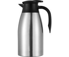 Webao - Caraffa termica, thermos da 2 litri, in acciaio inox, con chiusura rapida, a doppia parete, per tè e caffè, argentata