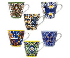 NAMAI Set 6 Tazzine Caffe Particolari - Porcellana - Adatto Alla Lavastoviglie e Microonde - 6cm x 6cm - Tazzine Caffe Moderne - Idea Regalo - Tazzine Caffe Colorate (MIX)