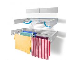 Step-Up Stendibiancheria - Montaggio a Parete - Retrattile - Stendibiancheria a Scomparsa Richiudibile per Interni o per Esterni - 25 kg di capacità, 6 mt Lineari (Bianco-100 cm)