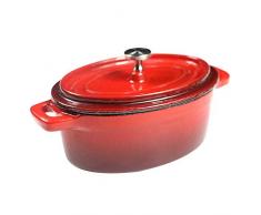 Yqs Casseruola in ghisa Forni Olandesi ghisa Smaltata Coperto casseruola Ovale Mini Pot Panela Cooking Pot Pentole (Color : Red)