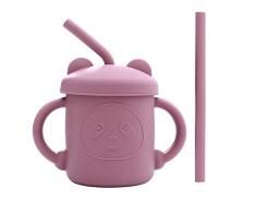 Tazza per Bambini in Silicone, 200 ml Bicchiere di Allenamento con Cannucce e Manici Baby Training Cup per Microonde e Lavastoviglie, Senza BPA, 9+ Mesi, Rosso
