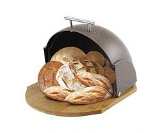 MR-1678-BR Portapane per la Conservazione del Pane, Coperchio Scorrevole, Apertura Frontale, Contenitore per Pane e Pasticceria Viennese, Design Moderno, Marrone