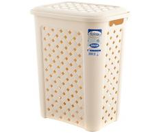 Tontarelli Arianna Cesta Portabiancheria, Modello Traforato, Plastica, Beige, 30 Litri