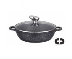 Pradel Excellence 52407M Casseruola tipo Pietra con coperchio in vetro/ghisa alluminio nero 42 x 17 cm