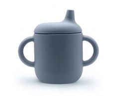 Navik | bicchiere bambino di silicone | bicchiere neonato 6 mesi | tazza bambini con due manici | blu artico