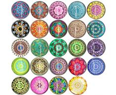 24 Calamite Frigorifero, In Vetro Decorativo Cabochon, Con Motivo Mandala, Per Frigorifero, Cucina, Lavagna, Ufficio, Multicolore