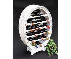 DanDiBo - Portabottiglie in legno, per 24 bottiglie, stile vintage shabby chic, colore: bianco