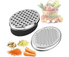 KAPIKASON Grattugia per Formaggio con Contenitore per Alimenti e Coperchio Tritatutto per Frutta e Verdura (Nero)