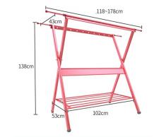 Stendini Stendipanni a Pavimento a Doppio palo Pieghevole Vestiti freschi Vestiti cremagliera stendibiancheria per Interni ed Esterni mobili (Color : Pink)