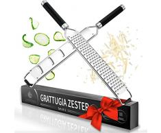 Exitoso Set 2 grattugia Limone - Grattugia Formaggio Manuale - Grattugia Professionale - Grattugia Multifunzione in Acciaio Inox con Manico - Gratta Formaggio, grattugia Zenzero e Frutta con Manico