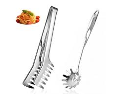 ProsXinty Set di Spaghetti Server, Pinza per Spaghetti in acciaio inossidabile Cucchiaio di Pasta Server Forchetta Per Cuocere Pasta, Spaghetti, Insalate, Carni alla Griglia(34.3cm) (YDLMJ-074)
