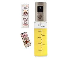 Horus23 Spruzzino Olio per Friggitrice ad Aria in Vetro - Oliera Spray Nebulizzatore con Impugnatura in Acciaio - 90ml