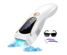 IPL Epilatore Luce Pulsata, 3 Funzioni, 9 Livelli, Sensazione di Ghiaccio, Depilazione Indolore, Ringiovanimento Della Pelle, Trattamento Dellacne, Viso Zona Intima Ascellare per Donne e Uomo