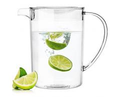 Youngever 2L Brocca di Plastica Con Coperchio, Brocca di Plastica Chiara Grande per Tè Freddo, Sangria, Limonata e Altro