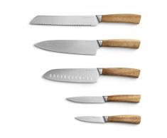 SPRINGLANE Set di Coltelli da Cucina, Lame in Acciaio Inox (cromo-molibdeno-vanadio), Manici Ergonomici in Legno di Acacia da Coltivazione Sostenibile - 5 pz.