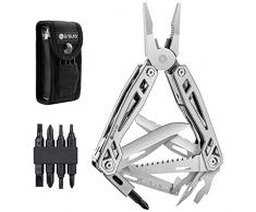 BIBURY Pinza Multiuso, 21 in 1 Coltello Multiuso in Acciaio Inossidabile, Pinza Multifunzione in Coltellino Svizzero con Apribottiglie, Cacciavite, Attrezzi EDC, Ideale per il Campeggio, Riparazioni