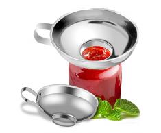 Imbuto Marmellata Acciaio Inox a Bocca Larga, AOBETAK 4in 6in Grande Cucina Imbuti Metallo Con Manico Per Olio Liquido Marmellata Grande E Piccolo, Adatto per Barattoli e Vasetti, Argento