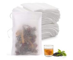 200 Pezzi Bustine da tè Filtro, 7x9 CM Sacchetti Filtro per Tè con Coulisse, Bustine da tè Usa e Getta per Tè Sfuso Tisane caffè Erbe Spezie