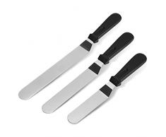 Hotype Spatole per Glassatura, 3 Pezzi Spatole in Acciaio Inossidabile, Spatola Cucina per Decorazione di Torta, per Torte Pasticceria per dolci inclinate, Nero