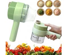 Affettatrice elettrica per verdure, 4 in 1, set di tagliaverdure elettrico portatile, mini affettatrice elettrica e tritatutto, adatto per aglio, peperoncino, cipolla, sedano, carne,Regular version