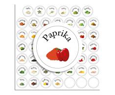 Febio 48 Etichette spezie cucina assortite per organizzare barattoli porta spezie e vasetti di erbe, danno eleganza all organizer cucina dispensa, adesivi cucina impermeabili in italiano