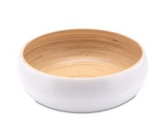Decorasian Ciotola in bambù grande e rotonda, con patatine o ciotola, in bambù, laccata satinata, 30 cm, colore: bianco