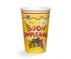 Magic Party BE07 - Bicchiere in Carta Buon Compleanno 200 cc, Confezione da 10 Pezzi