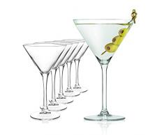 Bicchieri Martini cocktail vetro 225 ml - Set 6 bicchieri cocktail - Coppa Martini cocktail lavabile in lavastoviglie - Calici cocktail alti
