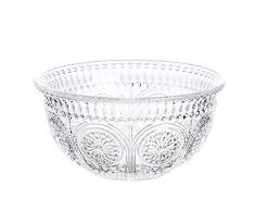 Ciotola da punch in rilievo Ciotola da portata floreale in rilievo Ciotole for gelato in vetro trasparente Piatto da cucina for insalata di frutta Torta Gelato Dessert Cibo Punch Bevanda Decor Regalo/