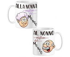 Tazza da regalo - Festa dei nonni 2021, singola o coppia di tazze (Coppia Tazze Facce)