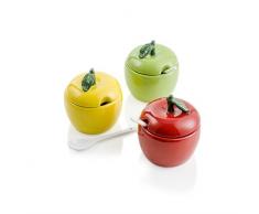 MONTEMAGGI Zuccheriera Mela Colori Assortiti, Ceramica, 9x8x10 cm