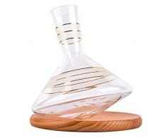 WANGIRL Classe Decantatore di Vino Aeratore Decanter Bar Taglio Diagonale Caraffa Vino con Pallet in Legno Decanter di Cristallo Soffiato a Mano Accessorio per Vino di Lusso (Color : B)