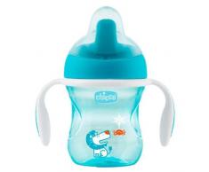 Chicco Training Cup, 1 Bicchiere Antigoccia Bambini 200 ml, Una Tazza 6+ Mesi per Imparare a Bere, con Beccuccio Ergonomico Semi-Soft, Colori Assortiti: Verde/Blu, 1 pezzo