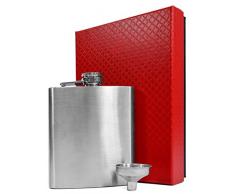 imbuto 4 bicchieri portachiavi eyepower Fiaschetta in acciaio inox 210 ml Fiasca di metallo inossidabile 0,2l 7oz elegante confezione regalo