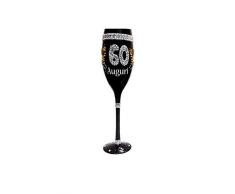 Macedonia Bicchiere 60 Anni Flute Nero in Vetro Glitter Gadget Idea Regalo Festa 60° Compleanno
