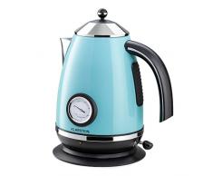 Klarstein Aquavita Chalet - Bollitore, bollitore da tè, design rétro, 1,7 litri, 2200 watt, senza filo, indicazione vintage della temperatura, impugnatura Cool-Touch, blu