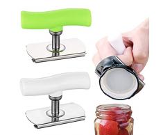 Guador 2 pezzi Apriscatole salva-lavoro, Tappo a vite regolabile Apribottiglie in acciaio Coperchio universale Apri barattolo Gadget da cucina Strumento facile da girare per mani deboli