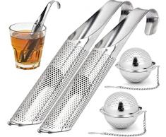 4 Pezzi Filtri per Tè Diffusore, Durevole Filtro da Tè in Acciaio Inossidabile Filtro per Tisane, Filtro The Infusione per la Preparazione di Tè in Foglie Sfuse e Spezie, Rosa, Caffè