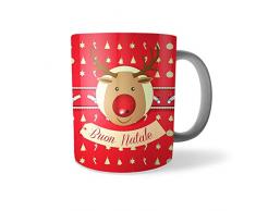 Tazza di Natale Idea Regalo Natalizia Rudolf con Naso Rosso