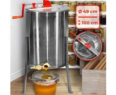 Estrattore di Miele - Manuale, 4 Telai, per Massimo di 4 Favi, 3 Gambe, Fusto in Acciao Inossidabile - Smielatore, Separatore, Centrifuga per Apicoltura