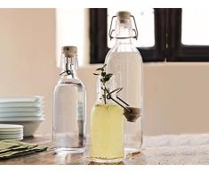 Bormioli Rocco Bottiglia Vetro Emilia Lt 1 Tappo Bianco, Trasparente