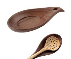 Eachave Poggia Mestolo Cucina,Apoggia Cucchiaio in Legno Naturale,Appoggia Mestoli da Cucina,per Ristorante Domestico (noce)