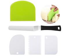 KissDate Raschietto per Torta,Set di raschietti per Pasta da 5 Pezzi con spatola per Crema per Dolci in Acciaio Inossidabile,per pettinare i Bordi della Crema per Decorare Le Torte