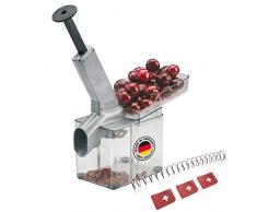 Westmark Snocciolatore per Ciliegie con Canale e Grande Vaschetta per Noccioli, Incluso Set di Ricambio da 4 Pezzi, Plastica/Acciaio inox/Alluminio, Kirschomat, Argento/Nero/Trasparente, 407022E6