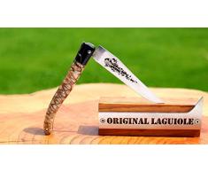 Laguiole Chevalier, Coltello tascabile, edizione Gawain, Fire Knight, corallo di tigre + corno, grande, Plein, Double Platines