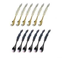 HENGRUI Cucchiaio Set di Posate per Posate, Acqua stereoscopica Cucchiaio di caffè retrò, 12 Pezzi Cucchiai per vaschette da Cucina, condimenti o spezie