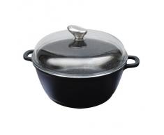 Pradel Excellence 52340M Pentola Tipo Pietra con Coperchio in Vetro/ghisa Alluminio Nero 28 x 21 cm